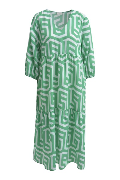 Milano Italy - Kleid mit V-Ausschnitt, Grass Print