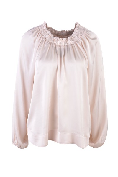 Milano Italy - Bluse mit smocked neck opening, Champagner
